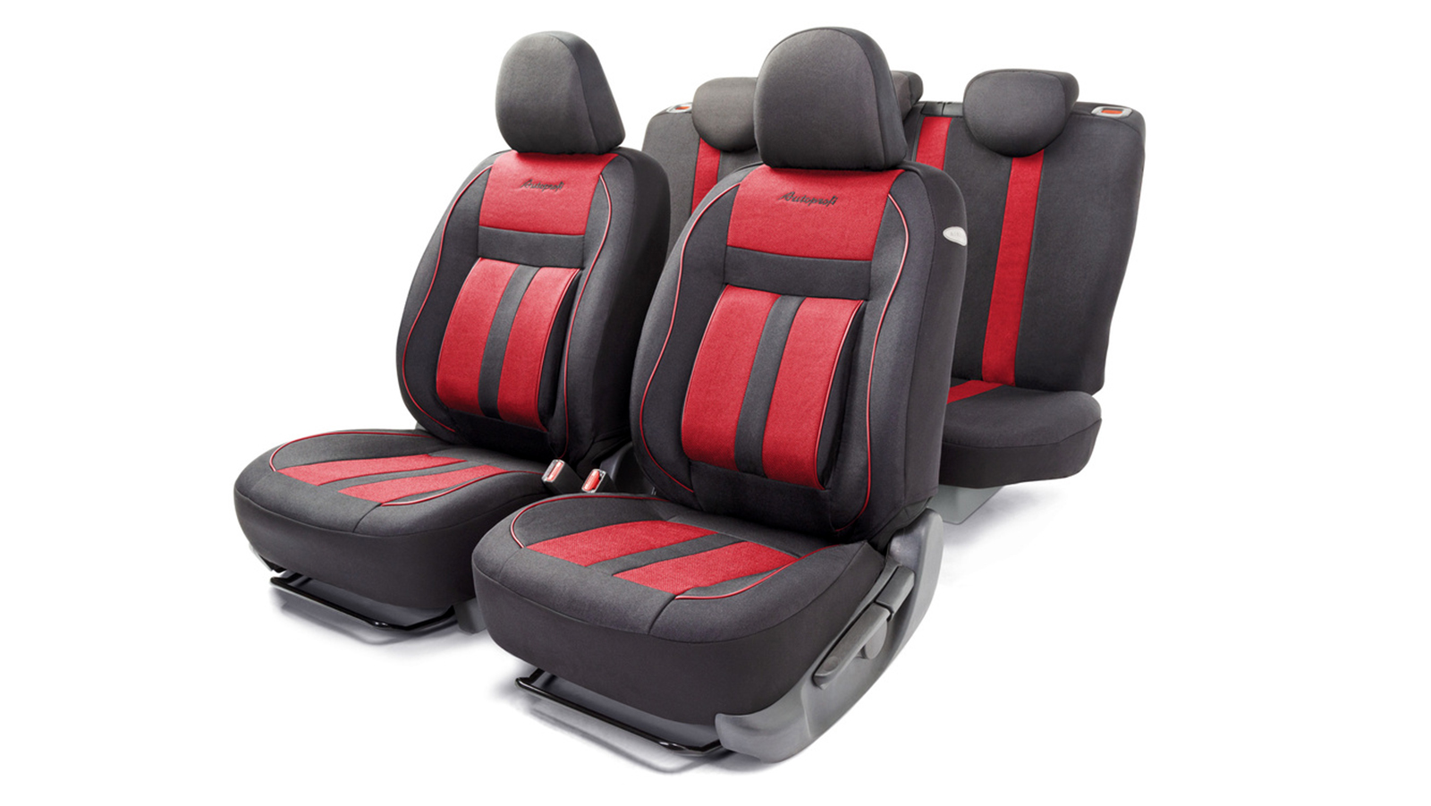 Чехлы на сиденье CUSHION COMFORT CUS-1505 BLACK/RED эко-хлопок 3D крой поясничный упор AIRBAG AUTOPROFI фотография №1