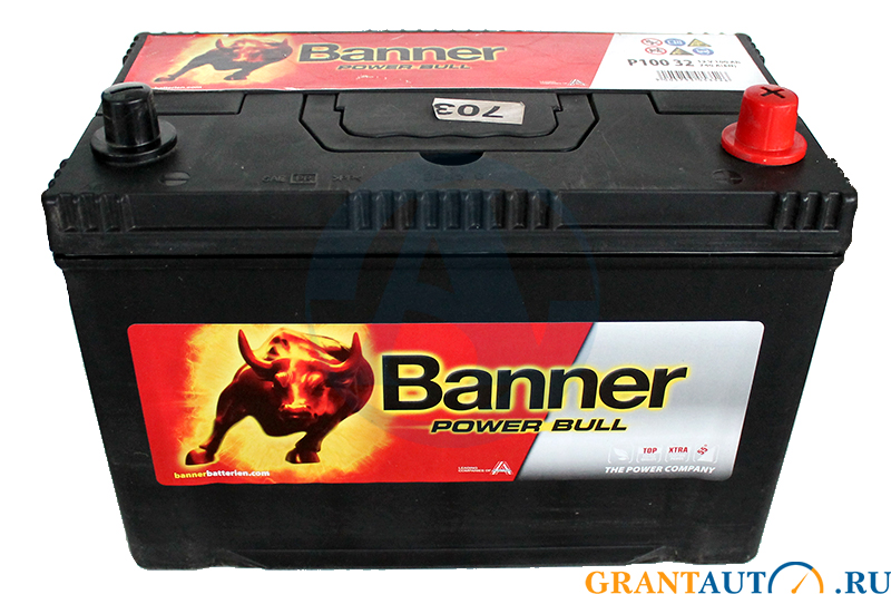 Аккумуляторная батарея BANNER Power Bull 32 6СТ100 джип обратная фотография №1