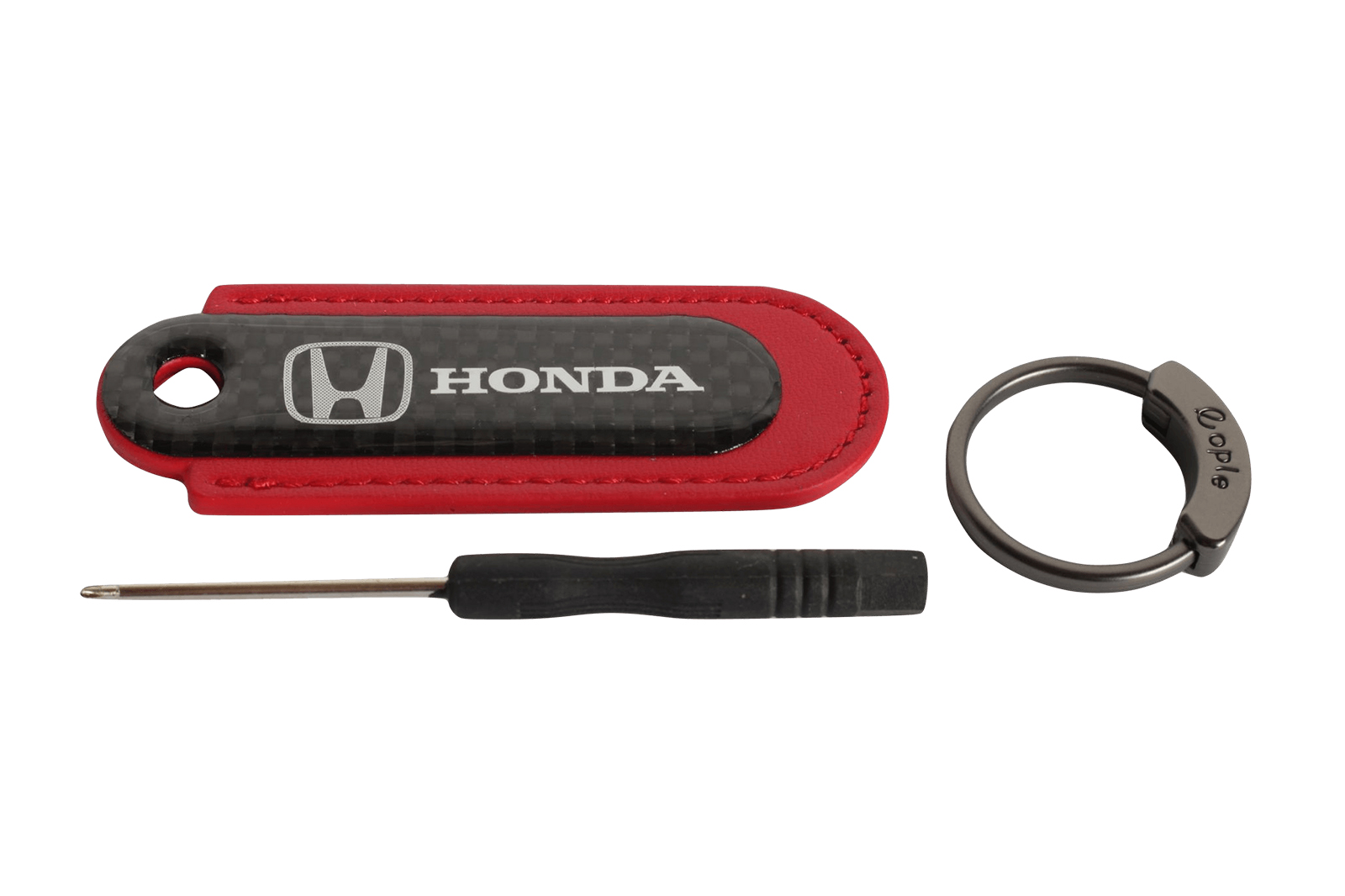 Брелок для авто кожа-карбон с логотипом HONDA красный фотография №1