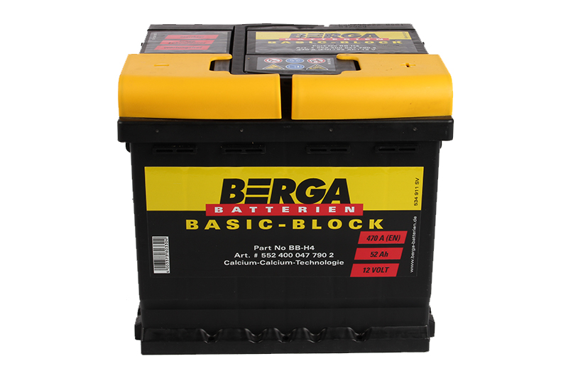 Аккумуляторная батарея BERGA Basic-block 6СТ52 обратная фотография №1