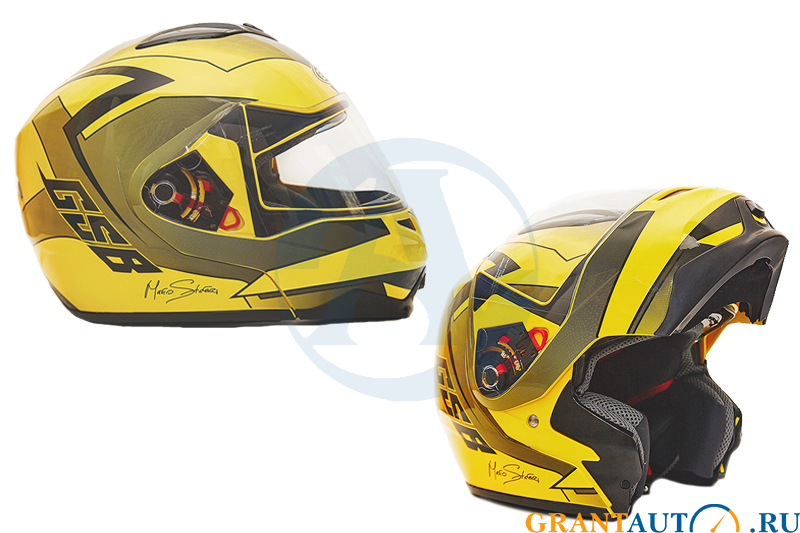 Шлем модуляр GSB G-339 жёлтый/черный XXL фотография №1