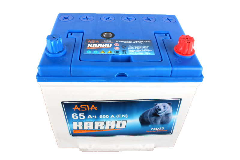 Аккумуляторная батарея KARHU 75D23L 6СТ65 азия обратная фотография №1