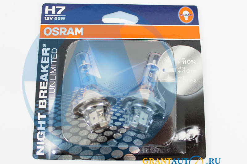 Набор ламп 12Vx55W H7 OSRAM NIGHT BR. UNLIMITED комплект фотография №1