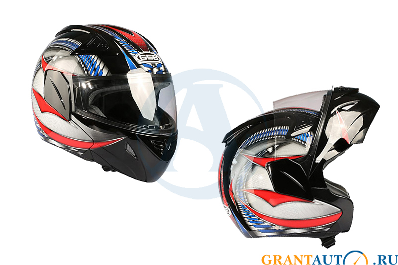 Шлем модуляр GSB G-339 BBR черный/синий/красный L фотография №1