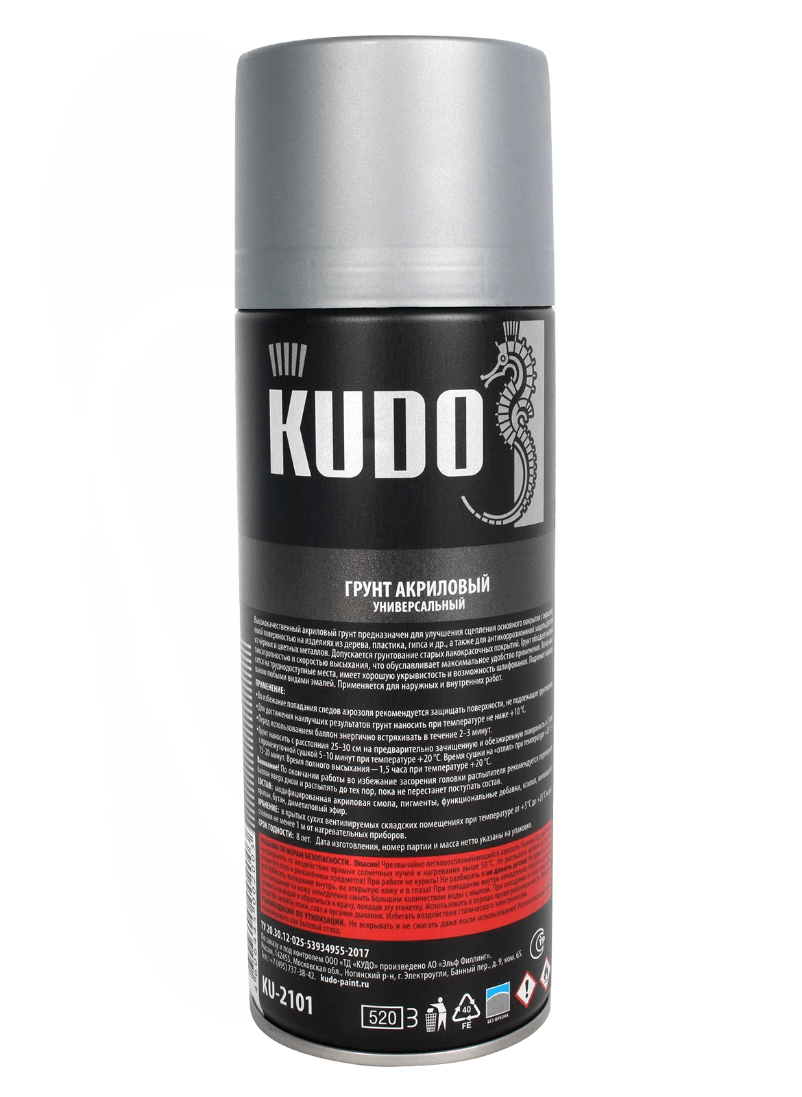 Грунт KUDO акриловый серый 520мл фотография №3