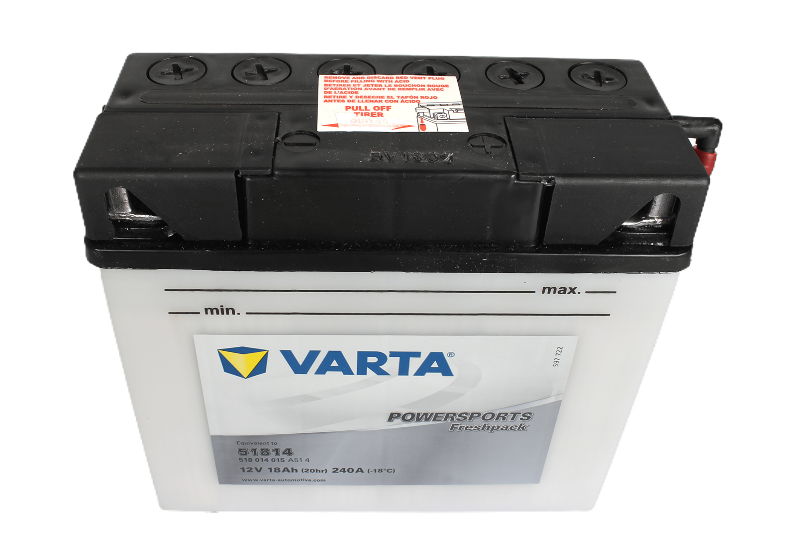 Аккумуляторная батарея VARTA белая 51814 6СТ18 518 014 015 фотография №2