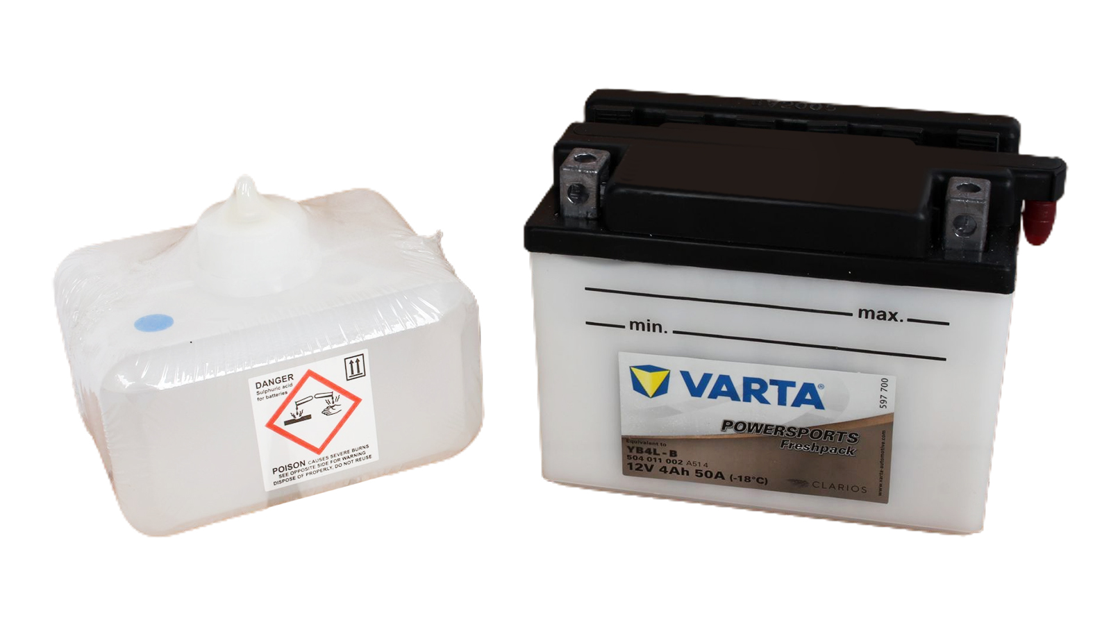 Аккумуляторная батарея VARTA белая 6СТ4 YB4L-B 504 011 002 фотография №1