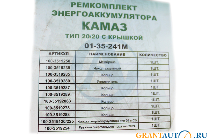 Ремкомплект КАМАЗ энергоаккумулят.тип 20 с крышкой ТК МЕХАНИК 100-3519209-20 фотография №1