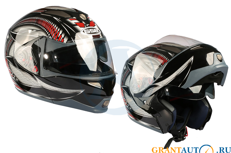 Шлем модуляр GSB G-339 BR черный/красный XL фотография №1