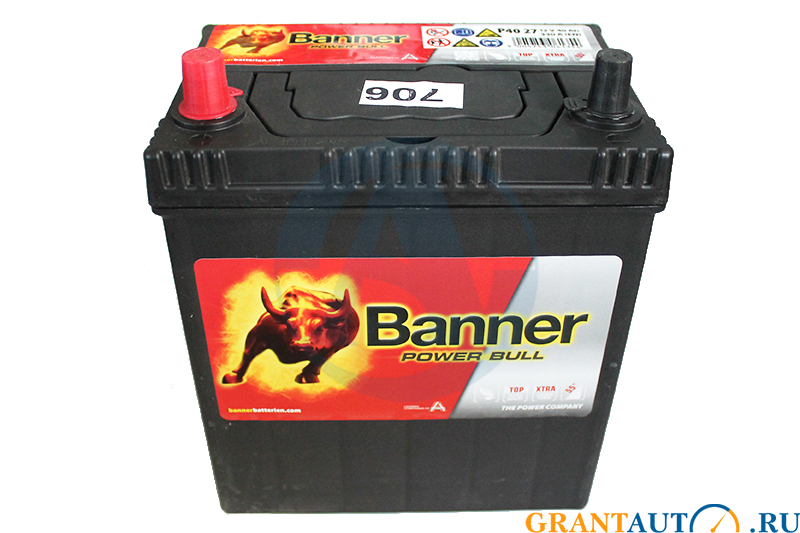 Аккумуляторная батарея BANNER Power Bull 27 6СТ40 тонкие клеммы фотография №1