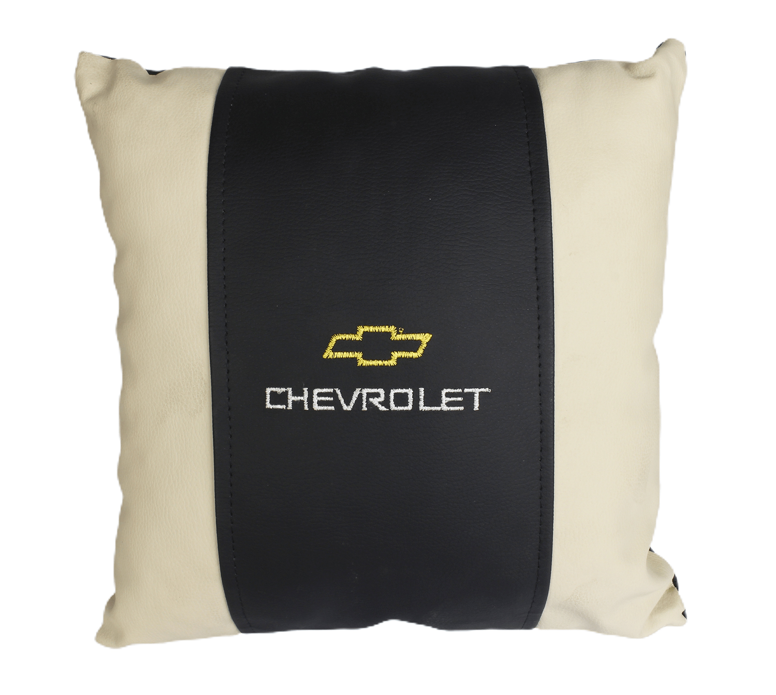 Подушка для сна с бежевыми ставками с логотипом Шевроле фотография №1