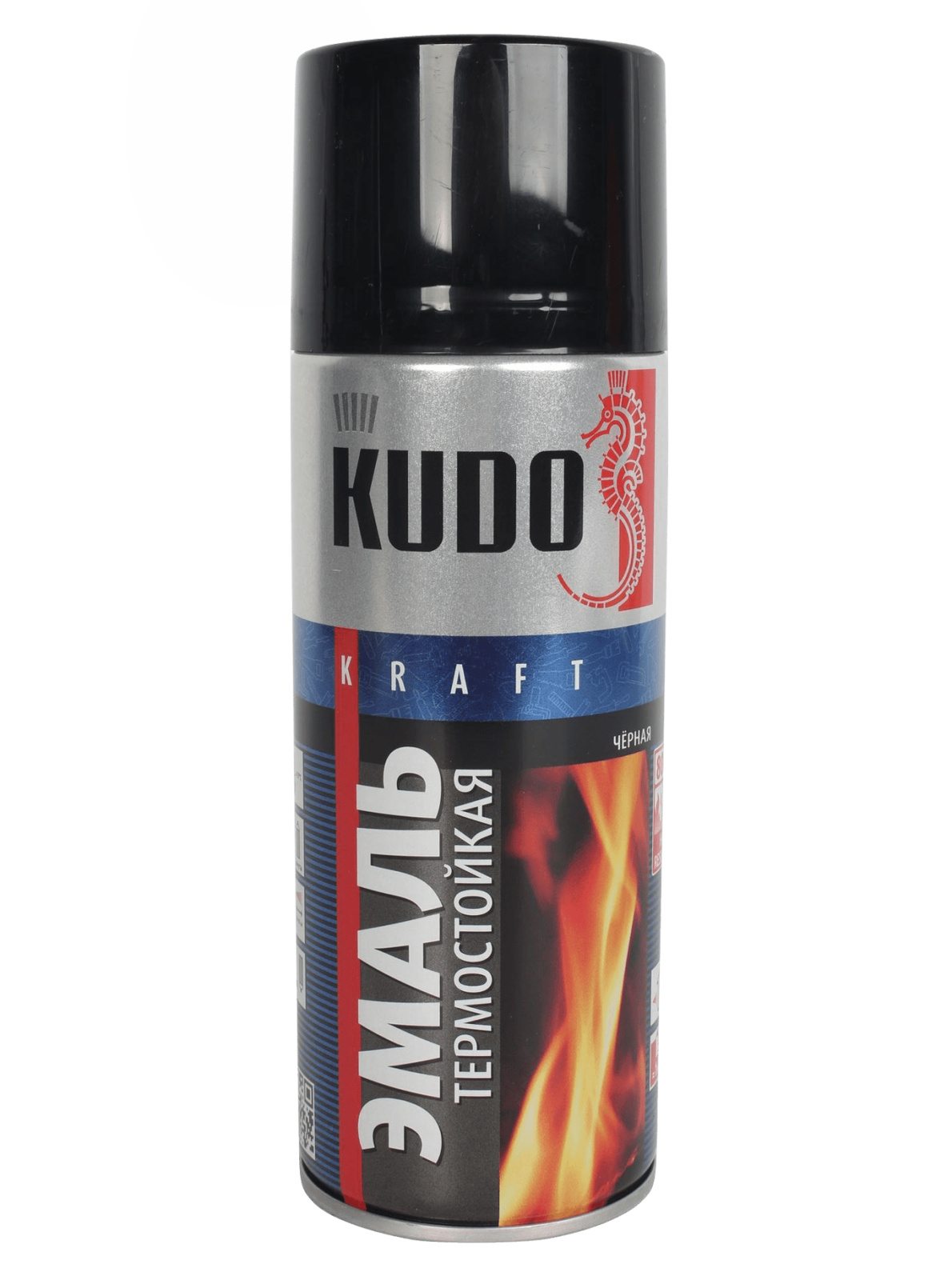 Краска KUDO термостойкая черная 520мл фотография №1