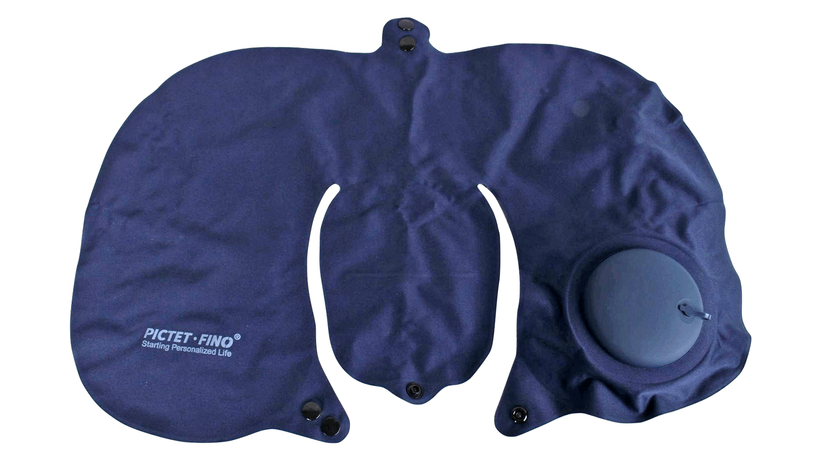 Подушка для шеи надувная с ручной накачкой т/синяя фотография №1