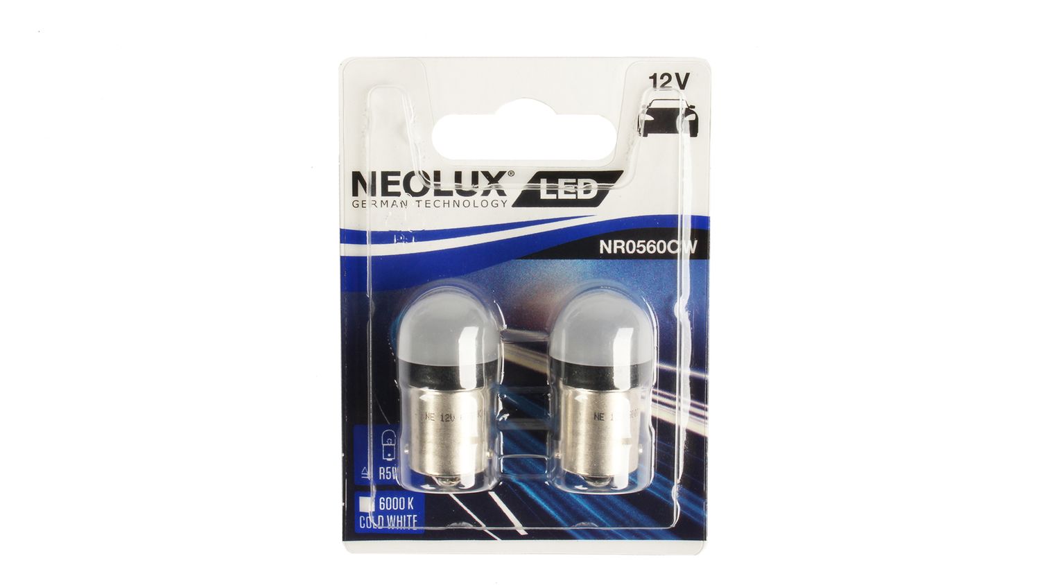 Лампа NEOLUX LED R5W 12V 0.8W BA15S 6000K комплект фотография №1