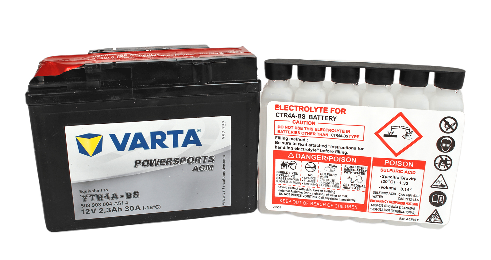 Аккумуляторная батарея VARTA гелевая 6СТ3 YTR 4A-BS 503 903 004 фотография №1