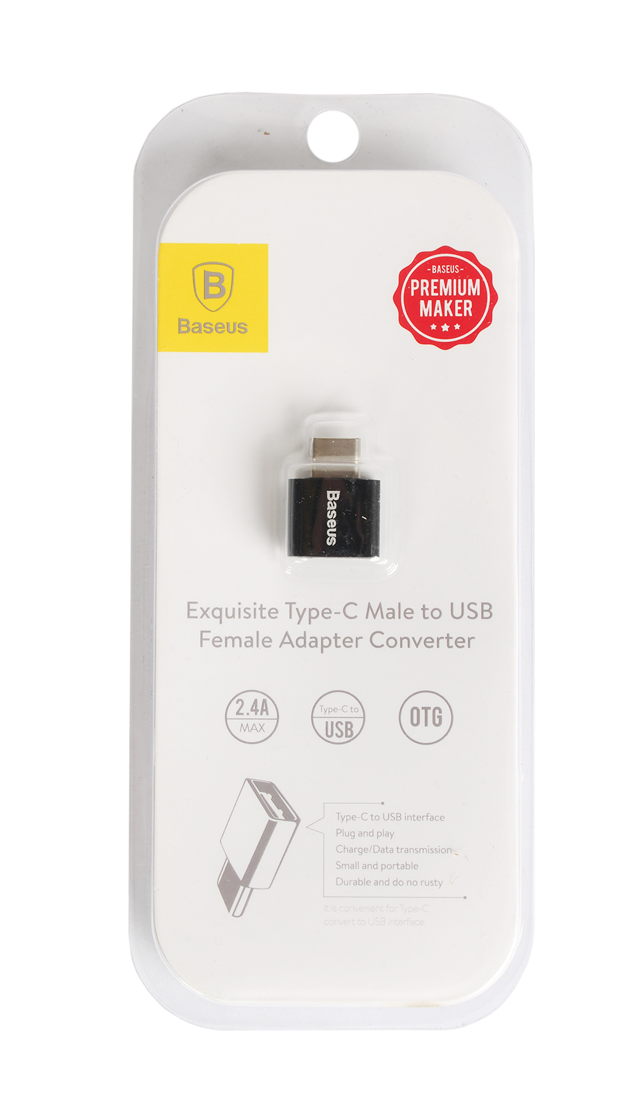 Адаптер USB type C Baseus Exquisite Type-C Male to USB Female Adapter Converter 2.4A black фотография №4