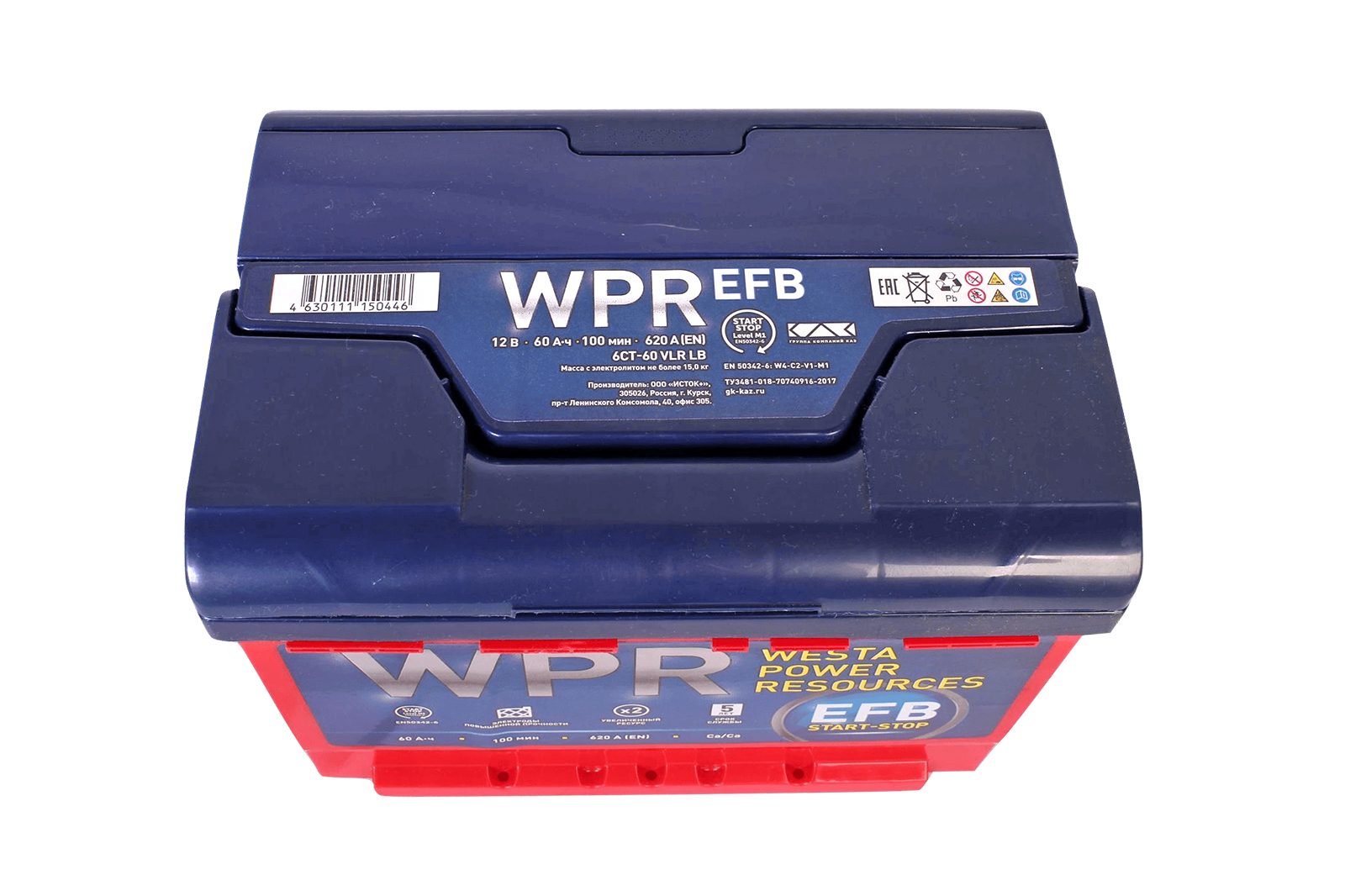 Аккумуляторная батарея WPR EFB 6СТ60 низкий обратная фотография №2