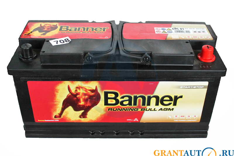 Аккумуляторная батарея BANNER Running Bull AGM 6СТ105 обратная фотография №1