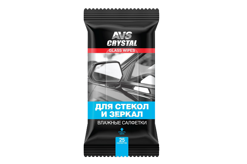 Влажные салфетки AVS для стекол и зеркал 25 штук AVK-200 фотография №1
