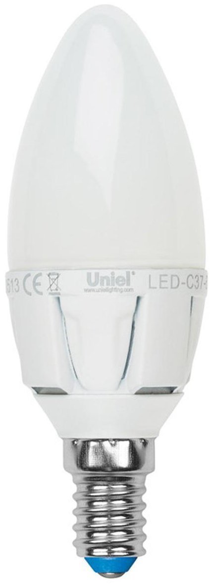 Лампа светодиодная диммируемая Uniel LED-C37-6W/E14 теплый свет фотография №1