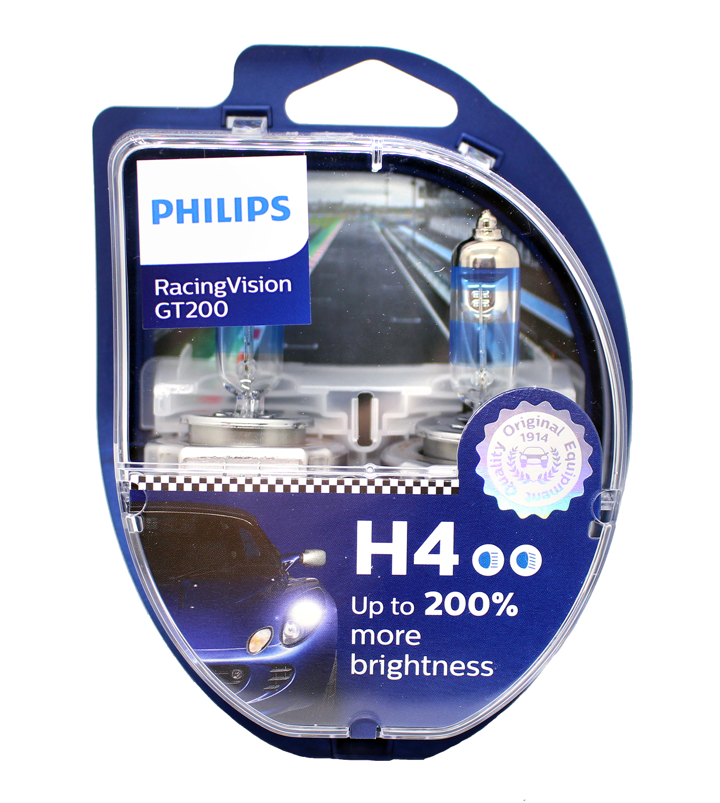 Набор ламп 12Vx60/55W H4 PHILIPS RASING VISION GT200 3600К комплект P-12342 RGT2 фотография №2