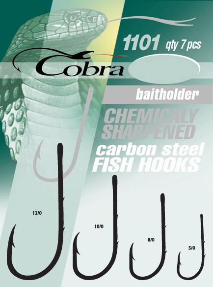 Крючки Cobra BAITHOLDER серия 1101NSB размер 008/0 3шт фотография №1