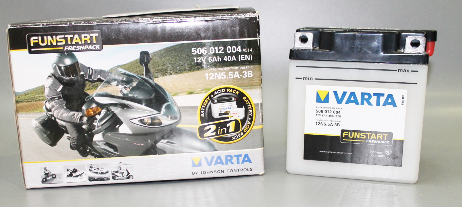 Аккумулятор мото VARTA  12V 6А/ч (12N5.5A-3B) фотография №1