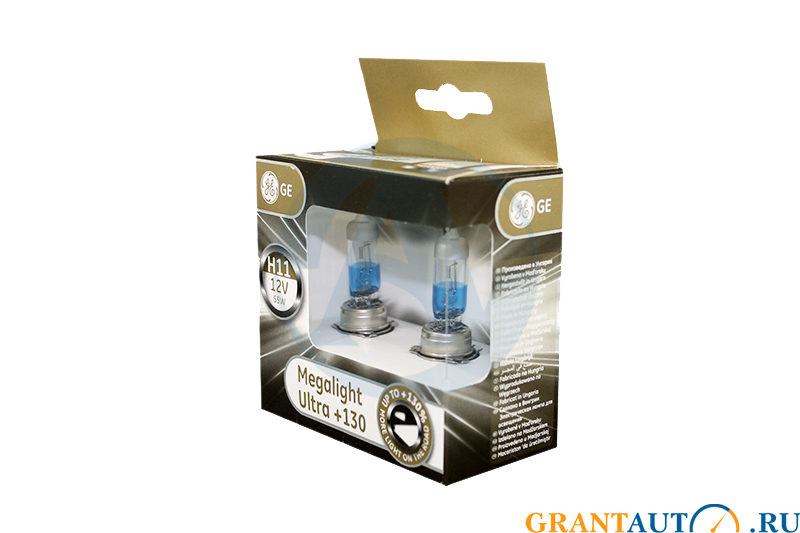 Лампа автомобильная H11 12V-55W (PGJ19-2) Megalight Ultra +130 (к.уп.2шт.) (GE) фотография №2