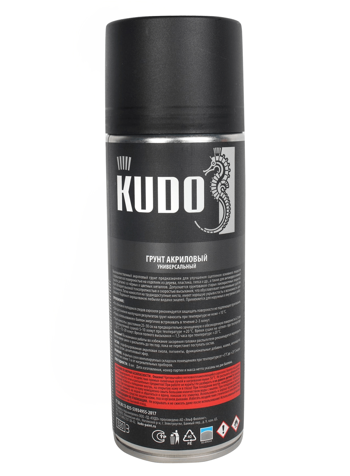 Грунт акриловый черный 520мл KUDO фотография №2