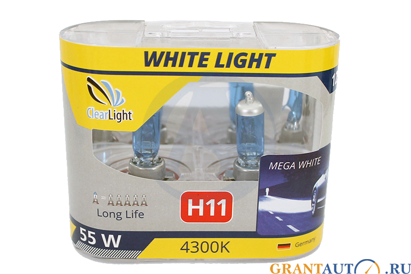 Лампа Clearlight H11 12V 55W White Light комплект фотография №1