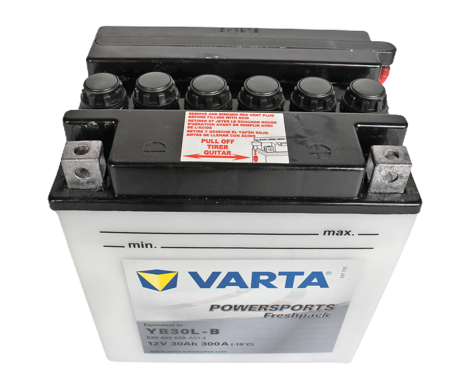 Аккумуляторная батарея VARTA белая YB30L-B 6СТ30 530 400 030 фотография №2