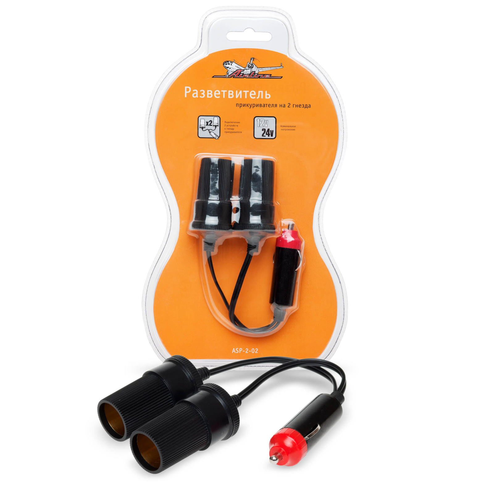 Разветвитель прикуривателя Airline ASP-2-02 на 2 гнезда фотография №1