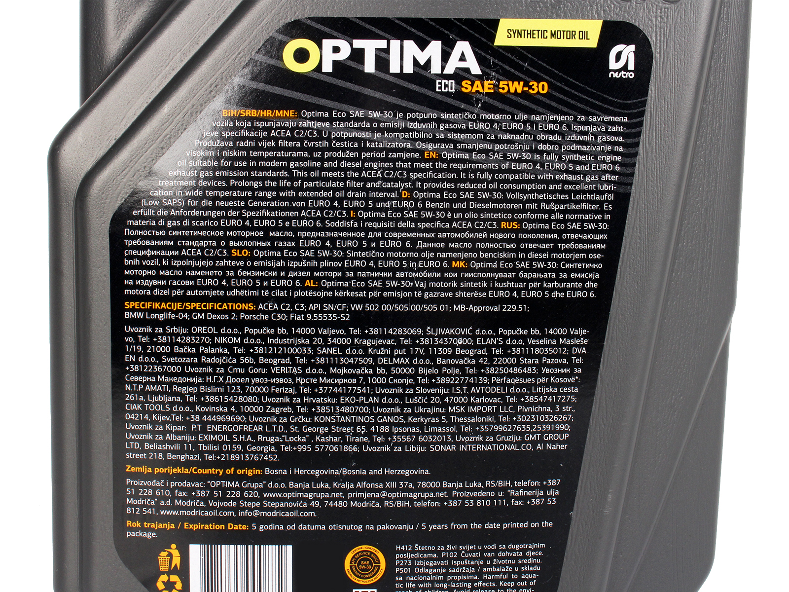 Масло моторное NESTRO OPTIMA ECO 5W30 4л фотография №4