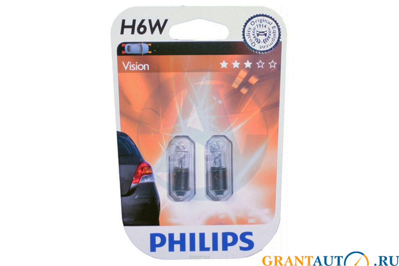 Лампа 12Vx6W PHILIPS галоген 2шт фотография №1