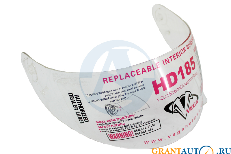 Стекло для шлема VEGA HD188 прозрачное (стандарт) фотография №1