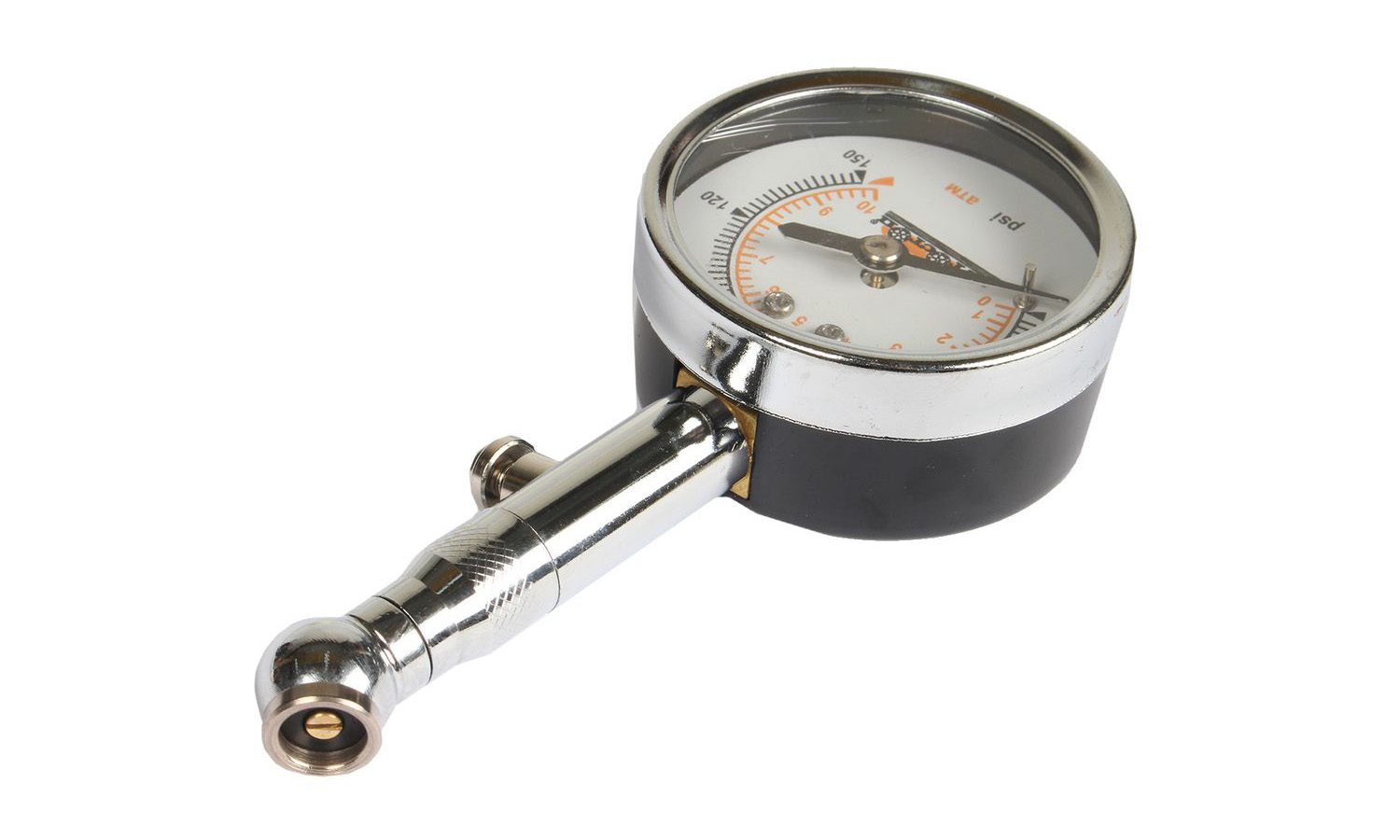 Манометр автомобильный, колесо с круглой шкалой 10атм. металл АВТОСТОП AB-51900 CHROME фотография №2