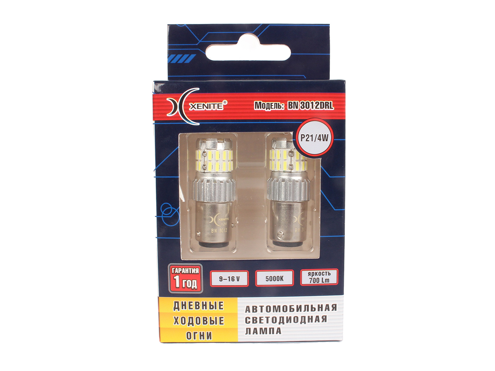 Лампа XENITE BN3012DRL (P21/4W) 12V 5000K 700Lm диодная комплект фотография №3