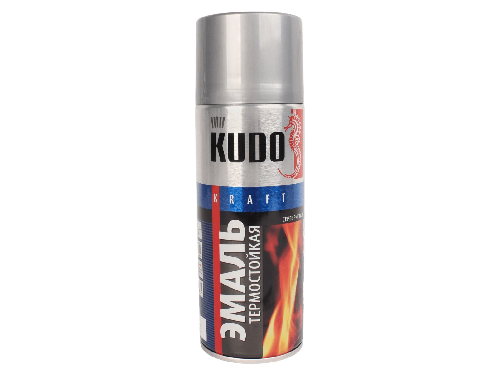 Краска KUDO термостойкая серебристая 520мл фотография №1