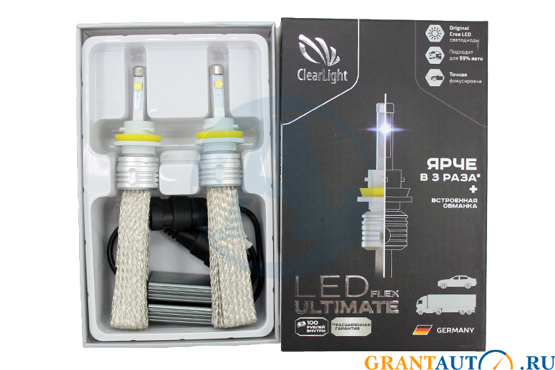Лампа ClearLight Flex Ultimate H11 5500Lm 6000K диодная комплект фотография №1