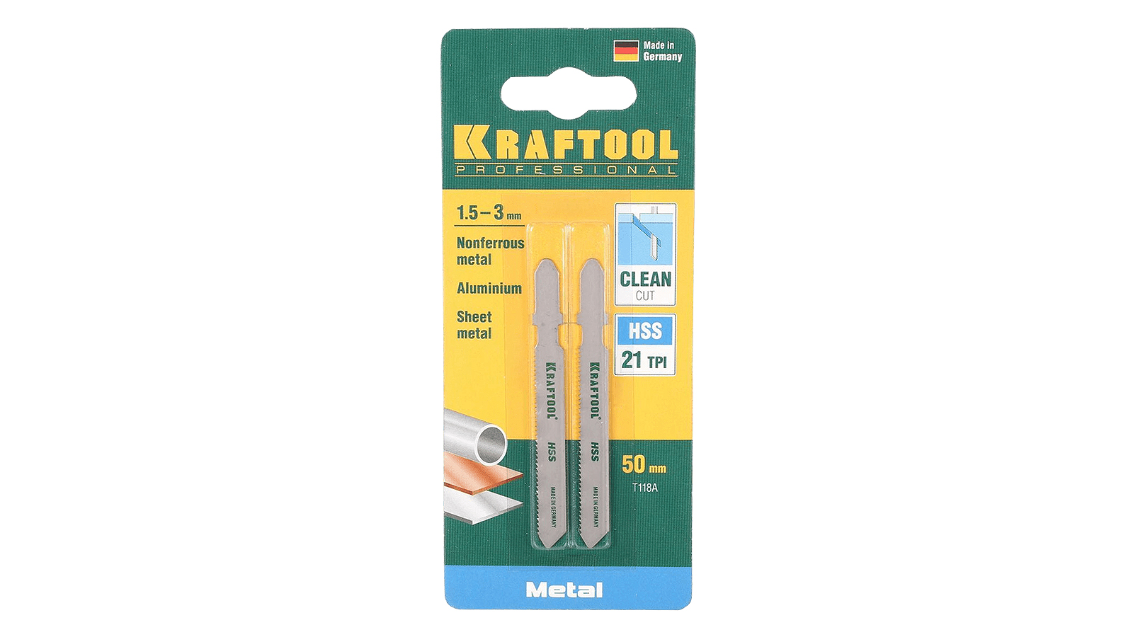 Пилки для лобзика KRAFTOOL по металлу 2 шт фотография №1