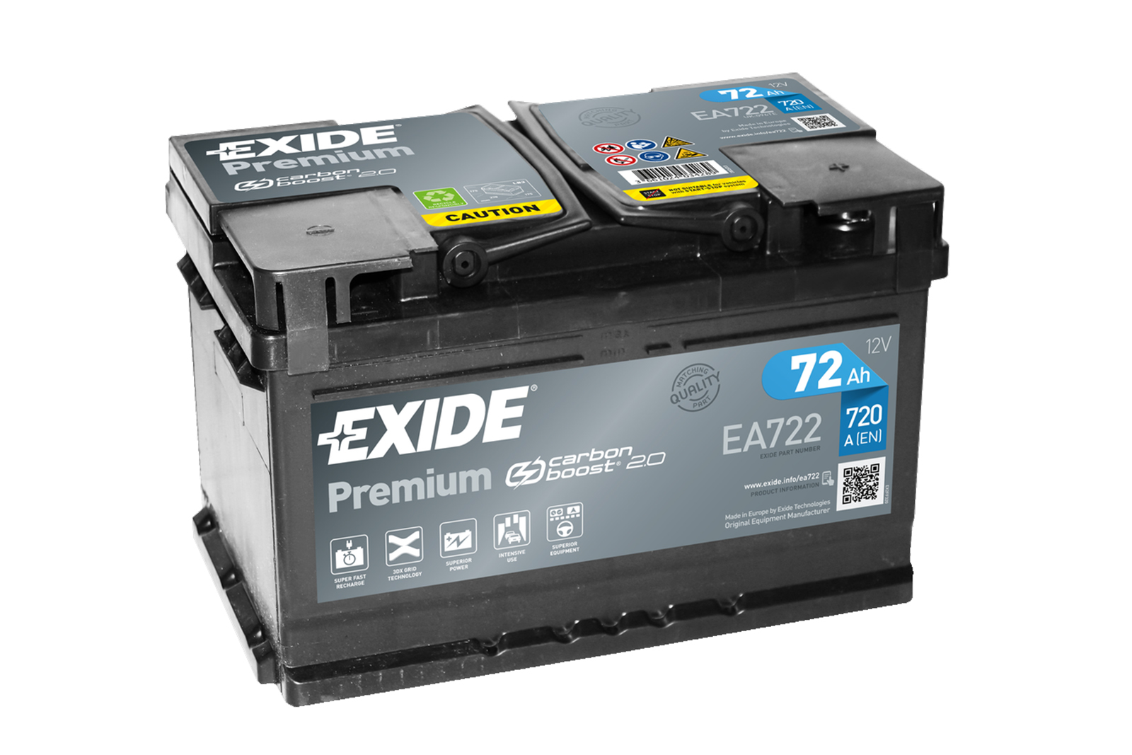 Аккумулятор EXIDE EA722 Premium 12V 72Ah 720A 278х175х175 полярность ETN0 клемы EN крепление B13 фотография №1