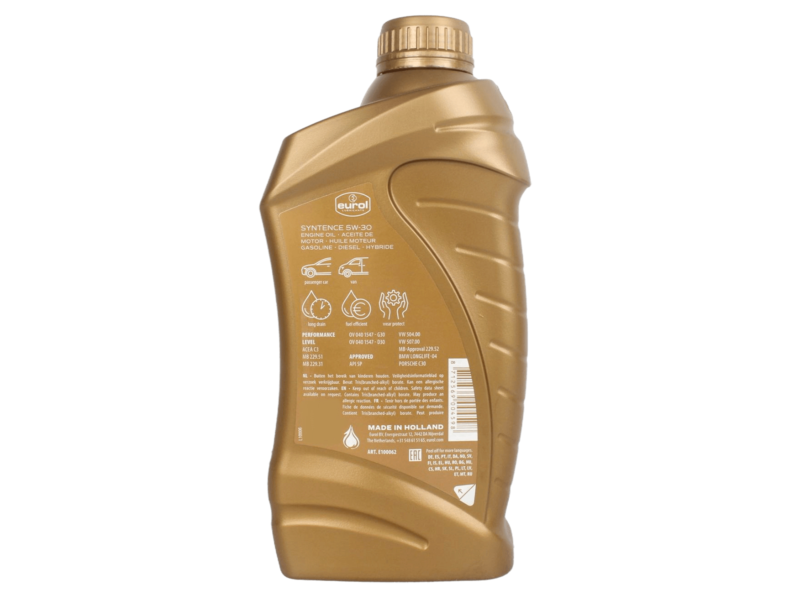 Масло моторное EUROL Syntence VW 504/507-C3 5W30 1л фотография №2
