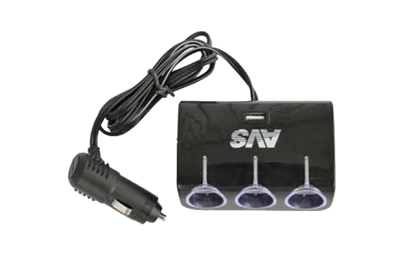 Разветвитель прикуривателя AVS 12В/24В на 3 выхода и USB CS317U фотография №1