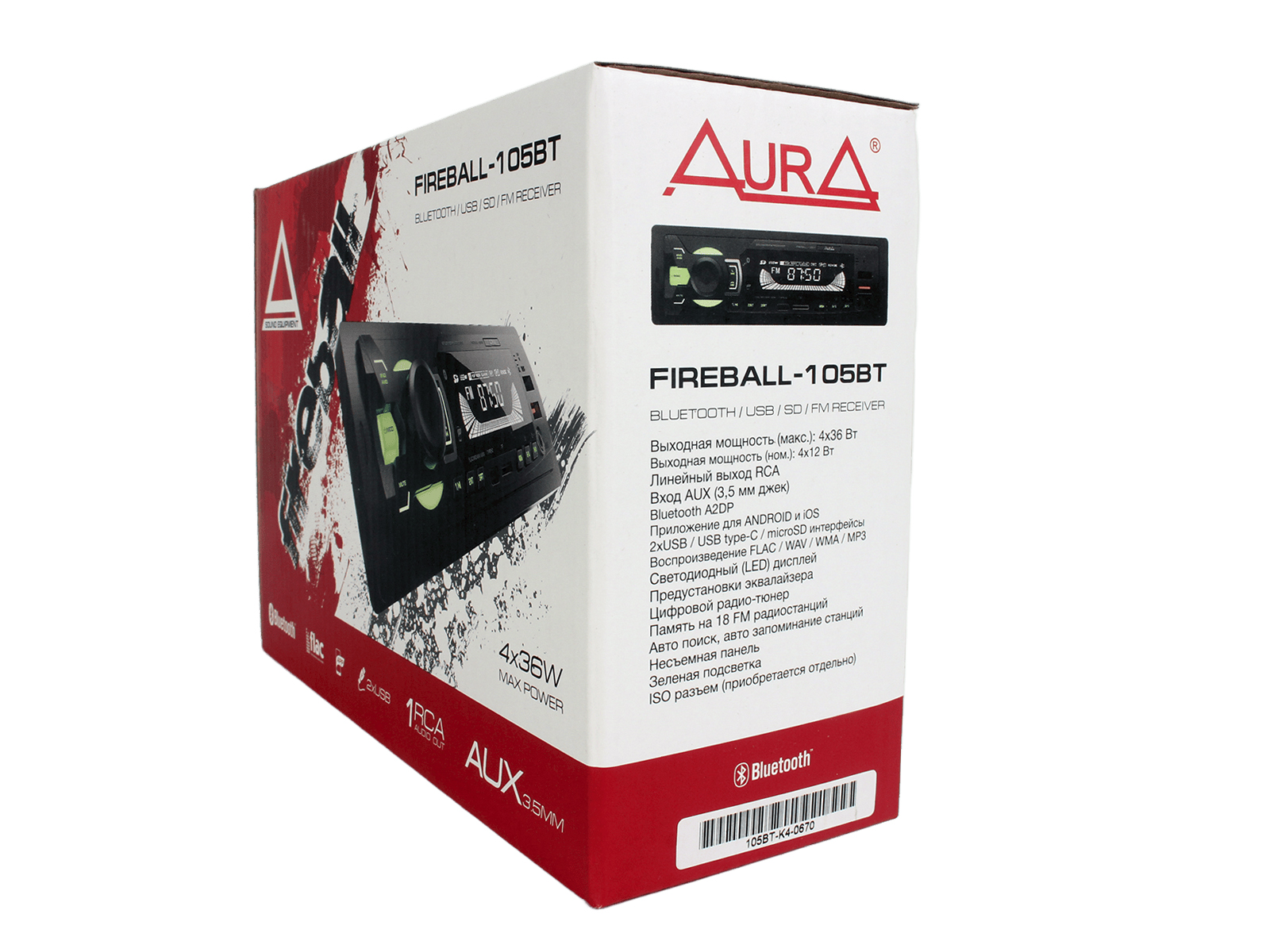 Магнитола автомобильная AURA FIREBALL-105BT 1DIN фотография №7