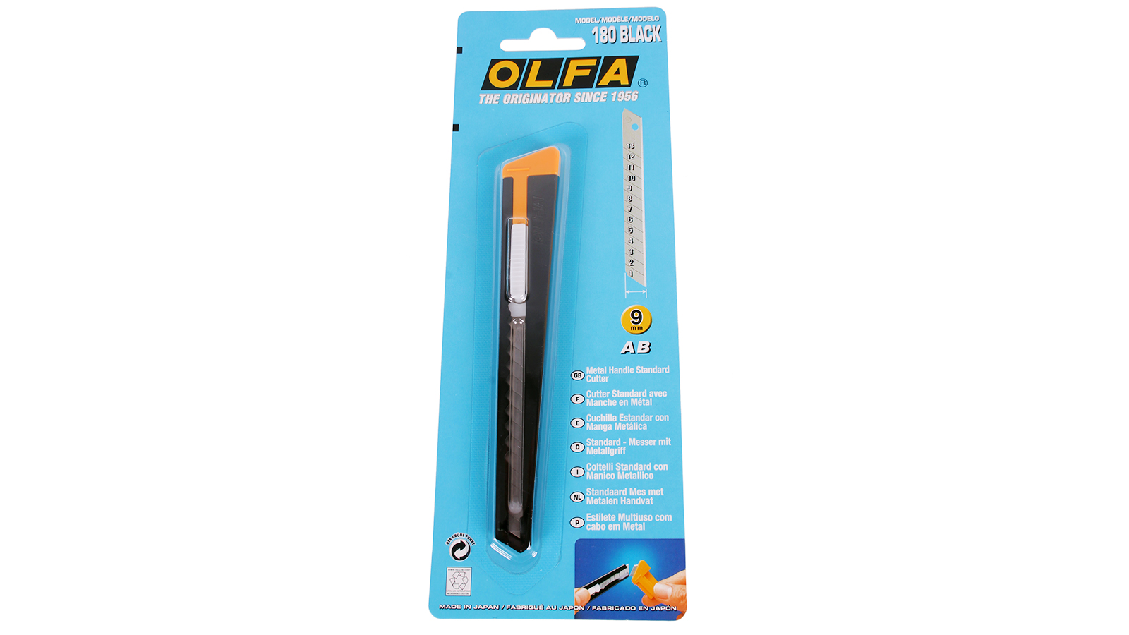 Нож OLFA с выдвижным лезвием, черный, 9мм OL-180-BLACK фотография №1