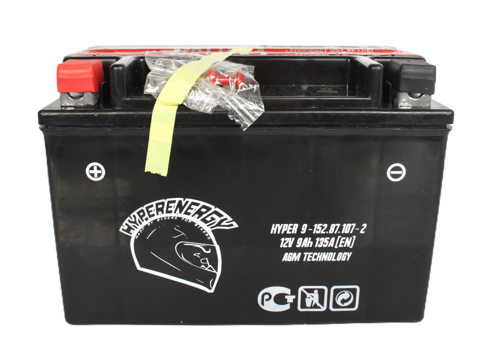 Мотоаккумулятор Hyperlook 12V 9Ah 135A YTX9 BS фотография №1