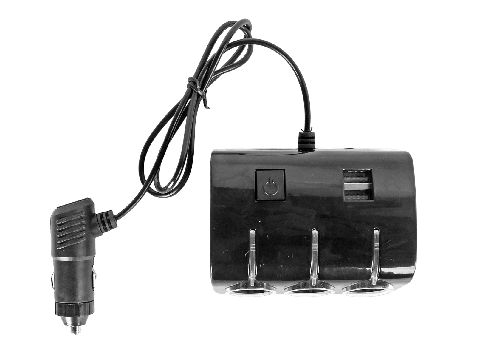 Разветвитель 3 гнезда 2 USB, черный c подсветкой фотография №2