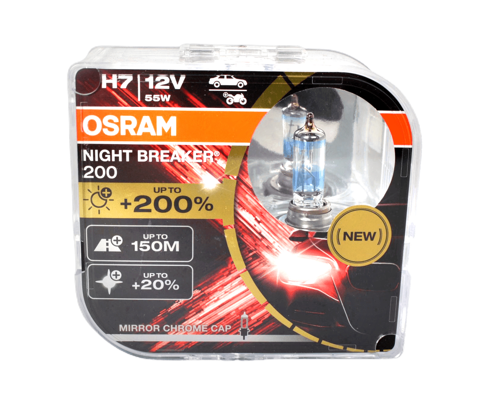 Набор ламп 12Vх55W H7+200% OSRAM NIGHT BREAKER 4050K 2 шт комплект фотография №1