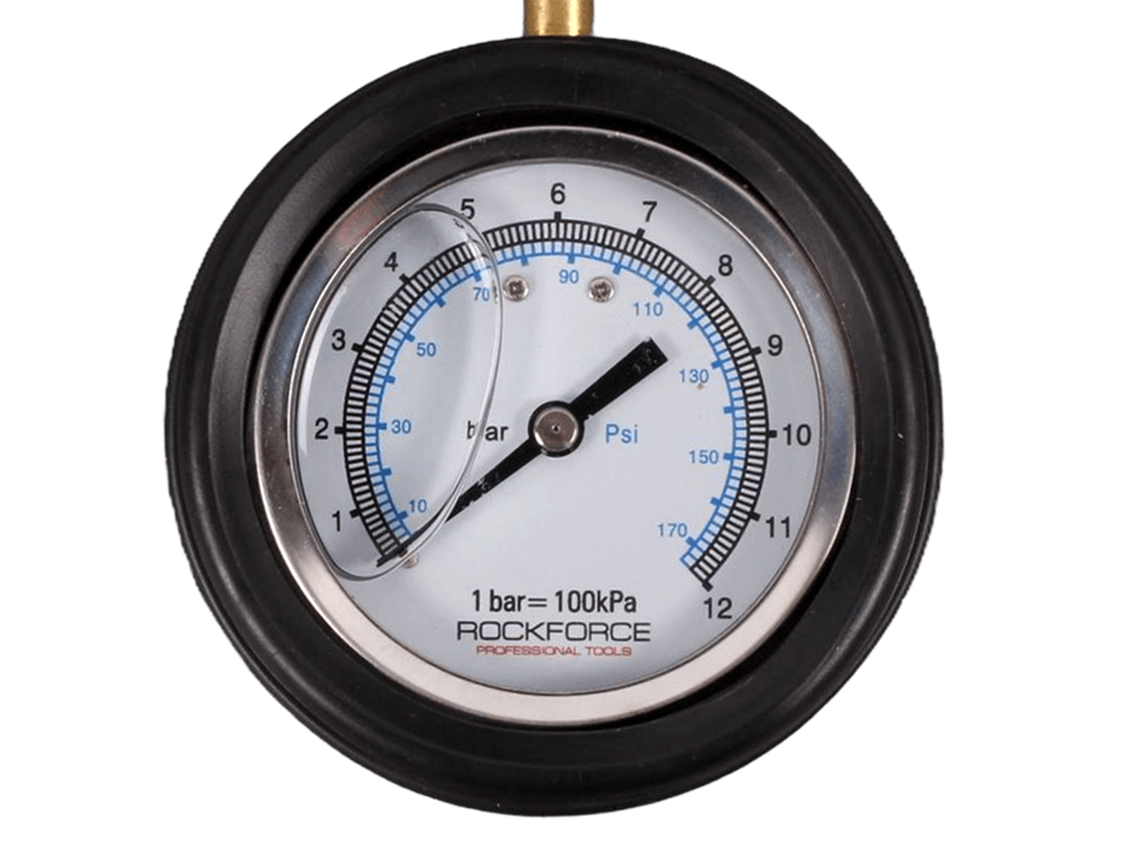 Манометр для проверки давления в шинах с глицерином 0-12 Bar ROCKFORCE фотография №3