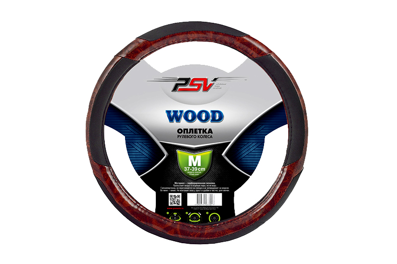 Оплётка на руль PSV WOOD черная M фотография №1